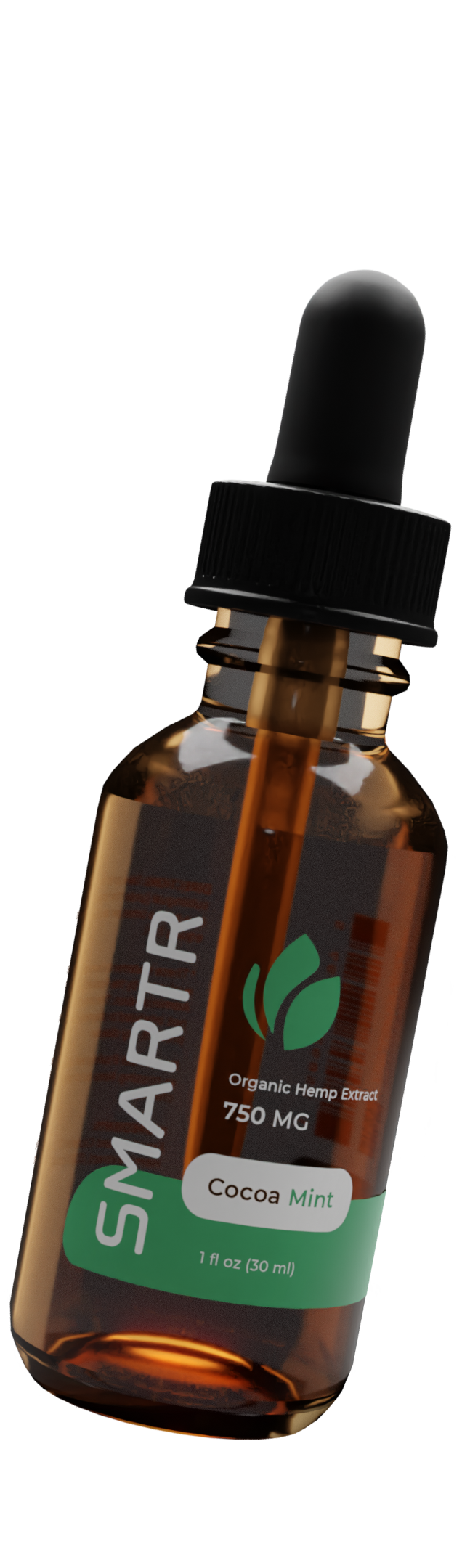 Cocoa Mint hemp oil tincture floating in mid air